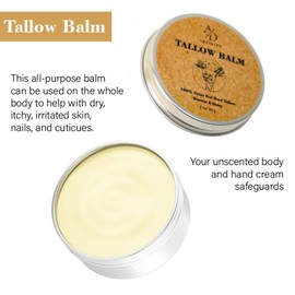 ANIMAL ACID - 100% Grass Fed Beef Tallow for Skin, Face & Body - Tallow Face Moisturizer with Organic Jojoba Oil & Honey - Pure Beef Whipped Tallow Cream - 4 FL. oz. Unscented