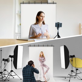SVOPY T-Shape Backdrop Stand Kit - 6.5 x 3.2 ft Adjustable Photo Backdrop Stand - Portable Sturdy Back Drop Stand for Photoshoots, Parties, Wedding and Decoration with 4 Spring Clamps, Carry Bag