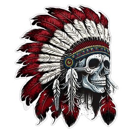 Indian Skull Chief Headdress Sticker - 12 Inch