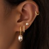 POXTEX Gold Pearl Earrings for Women,Huggie Small Stack Cartilage Stud