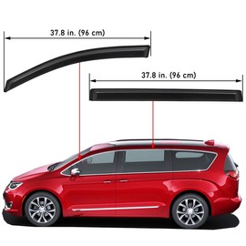 Lightronic WV94207 Outside-Mount Side Window Deflectors & Visors Vent Rain Guards, Dark Smoke, 4-Pieces Set, Fits 2017-2024 Chrysler Pacifica