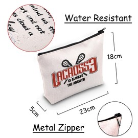 JXGZSO Lacrosse Player Gift Lacrosse Toiletry Travel Bag Lacrosse Is Always The Answer Lacrosse Makeup Bag Stickball Merch, Lacrosse Is Always The Answer
