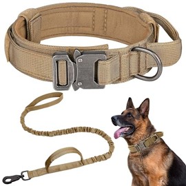 Collar de Perro Táctico, Juego de Collar y Correa para Perro Collar Táctico Hebilla de Metal Resistente Ajustable para Entrenamiento de Perro Grande Mediano Accesorios para Perro