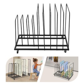 Sallurmose Art Storage Rack with Wheels,9-Section Art Drying Rack Metal Storage Stand Rolling,Multi-Purpose Drying & Display Stand for Canvas Boards,Panels,Crafts,Paintings (Black)