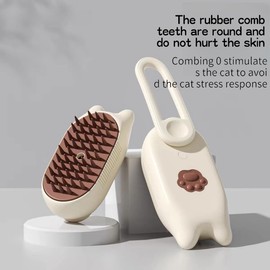 pedeo2024 New Cat Steam Brush，- Pet care and beauty tools Cat brush,pet steam brush (beige)