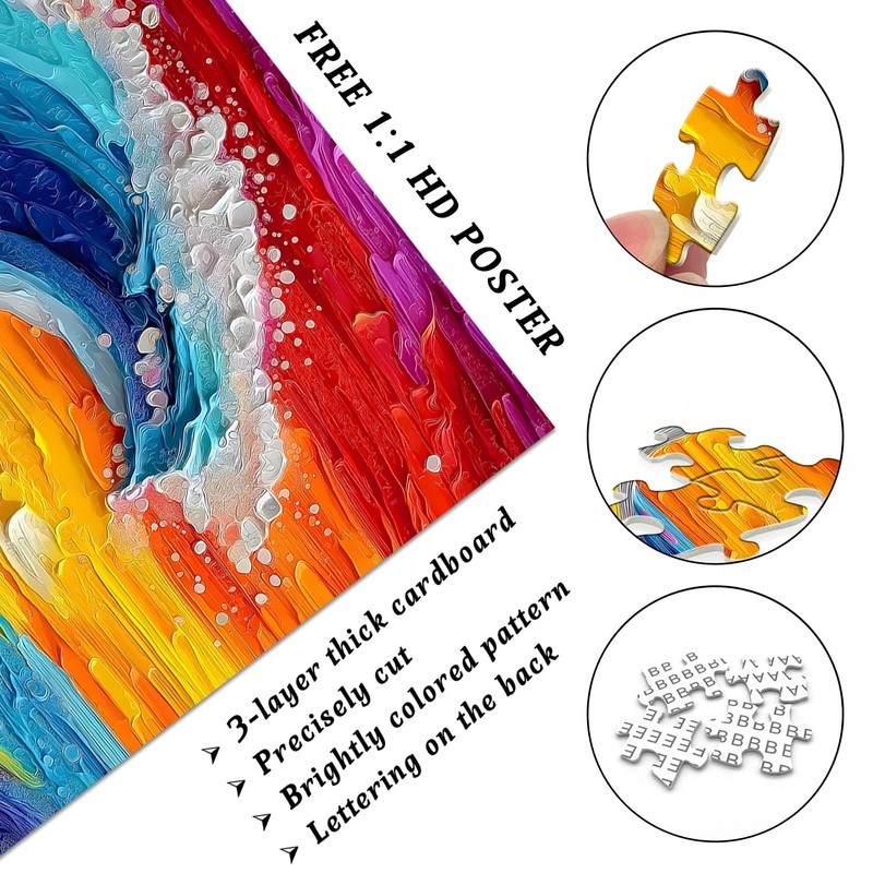 Impossible Puzzles for Adults 1000 Pieces, Colorful Ocean Wave Art