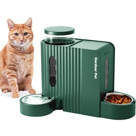 Gardner Pet Automatic Gravity Cat Food Feeder and Water Dispenser Stainless Steel Two-in-One Set Large Capacity Dispenser for Pets Dogs, Puppies, Kittens