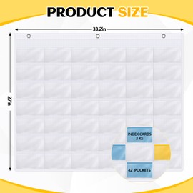 Fullhawl 2 Pcs Business Card Index Card Holder Sleeve Slots Organizer Hanging Wall Mount Pocket for Office, Home Studying, Organizing Pocket Chart (3" x 5" 42 Slots)
