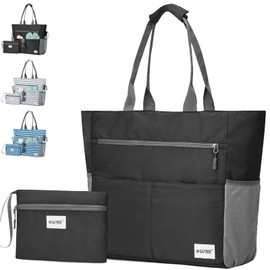 AUNGKWANG 2 Stück Strandtasche XXL Familie, Badetasche Damen, Große Wasserdichte Strandtasche Damen mit Kleine Badetasche, Beach Bag für Strand, Urlaub, Pool, Reisen Einkaufen und Alltag, Schwarz