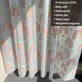 Plastic Shower Liner - Premium EVA 6G Shower Curtain Liner with Rustproof Grommets and 3 Weighted Magnets, Waterproof Shower Curtains for Bathroom(Rainbow, 72"*72")
