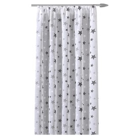 heimtexland ® Linen Look Children's Room Decorative Curtain Stars Semi-Transparent Oeko-Tex Window Decoration Side Curtain Type 897 Natural Grey with Ruffle Tape H x W 175 x 135 cm 1 Piece