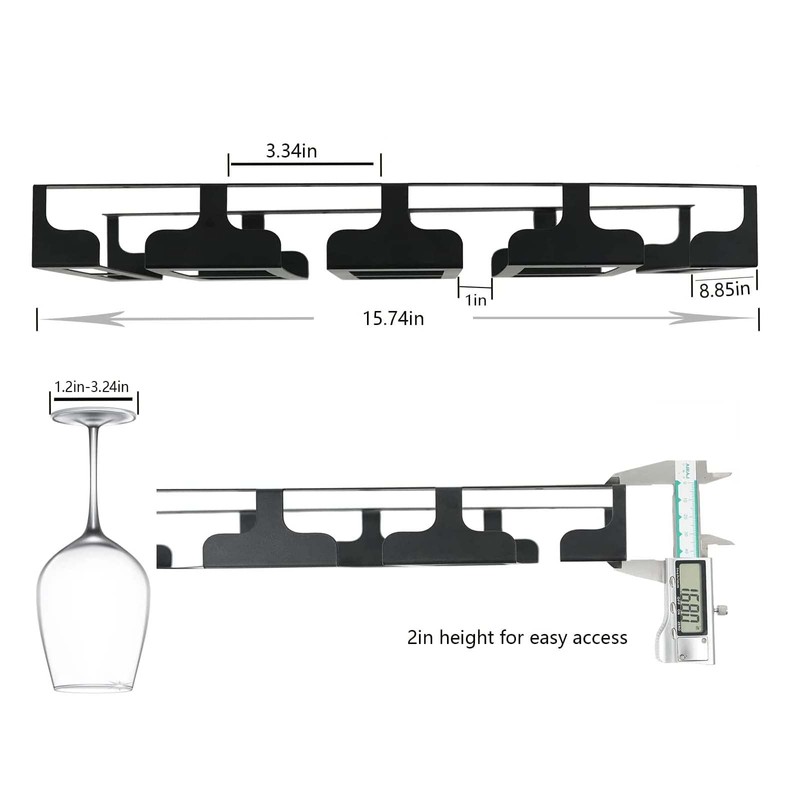 Jbikao Wine Glass Rack - Under Cabinet Stemware Wine Glass