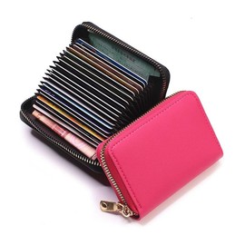 20 Cards Portable Leather Card Holder, Credit Card Bank Card ID Card Holder with a Lots of Space,Easy to Carry Leather Small Business Card case for Woman and Men with a Full Around Zipper