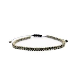 LKBEADS pyrite rondelle faceted 4mm brown color beads adjustable thread cord bracelet for men, women, meditation, yoga, healing, prosperity.