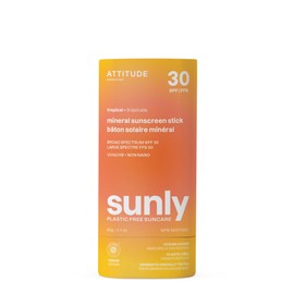 ATTITUDE ATTITUDE Mineral Sunscreen Stick with Zinc Oxide, SPF 30, EWG Verified, Plastic-Free, Broad Spectrum UVA/UVB Protection, Dermatologically Tested, Vegan, Tropical, 60 grams