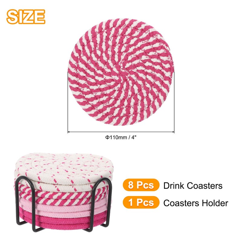 sourcing map Drink Coasters with Holder, 8 Pcs 4 Inch