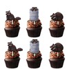18pcs Glitter Raccoon Dessert Cupcake Topper Woodland Animal Theme Decor