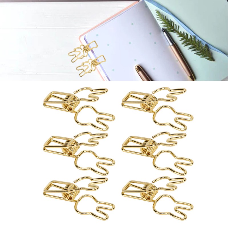 100pcs Binder Clips Cute Cartoon Rabbit Shape Metal Hollowed Long