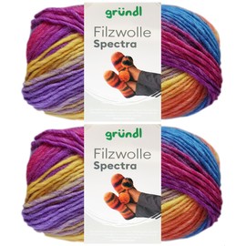 2 x 100 g Gründl Spectra Felt Wool Made from 100% Pure New Wool Including Instructions for Felt Shoes (04 Wiild Berry Multicolour)