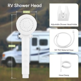 RV Shower Faucet with Hose and Head, RV Outdoor Shower Kits, RV Tub Faucet with Shower Diverter Outdoor Shower Kit Fits for RV/Campers,Travel Trailer,Motorhome (Bathtub Faucet Kit, White + Gray Knob)