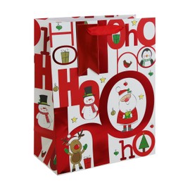 Eurowrap Christmas HoHoHo Santa Gift Bag with Red Gift Tag Xmas Gift Wrap Large