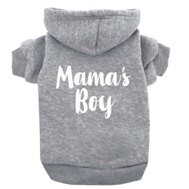 Mama's Boy Dog Hoodie | Fleece Lined |Leash Hole for Mom | Valentine's Day | Prop Photoshoot|Grey, Large (6)