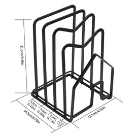 SZZHIYONG Schneidebrett Halterung, Schneidebrett Ständer Rack Schwarz, Topfpfannendeckel Halter, Pfannendeckelhalter, Pfannenhalter, Topfdeckelhalter für Schneidbretthalter Topfdeckel Organizer Küche
