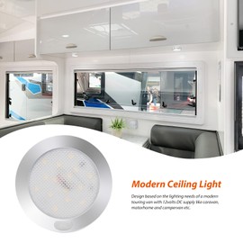 Dream Lighting Interior 12V LED Ceiling Light RVs Caravan Camper Trailer Auto Cabin Dome Lamp with Switch Chromed Shell Cool White Down Lighting