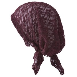 CHARM Full Lace Elegant Turban Cap, One Size Fits Most, 6 Colors, Stylish, Large Size, Mesh Hat, red (orange-ish)