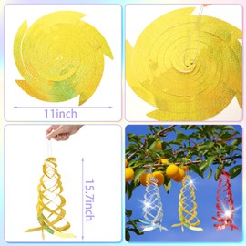 DECYOOL 15 Pcs Bird Spiral Reflectors 15.8 Inch Hanging Reflective Bird Device Reflective Spinner for Avoid Birds Animal from House Garden Patio Lawn（Silver, Red, Gold）