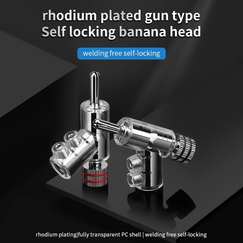 Viborg Hi-End Rhodium Plated Lock Speaker Cable Banana Plug Connectors,