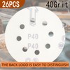 ZUYUEE 26PCS 125mm Sanding Discs 40 Grit,8-Hole Sand Paper,Sandpaper for