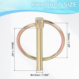 PATIKIL 11/64 x 1.42" Lynch Pins 4pcs Lynch Pin Assortment Kit Axle Lock Pin Clip Hardware Pin for Agricultural Tractor Trailer Carriage (4.5x36mm)