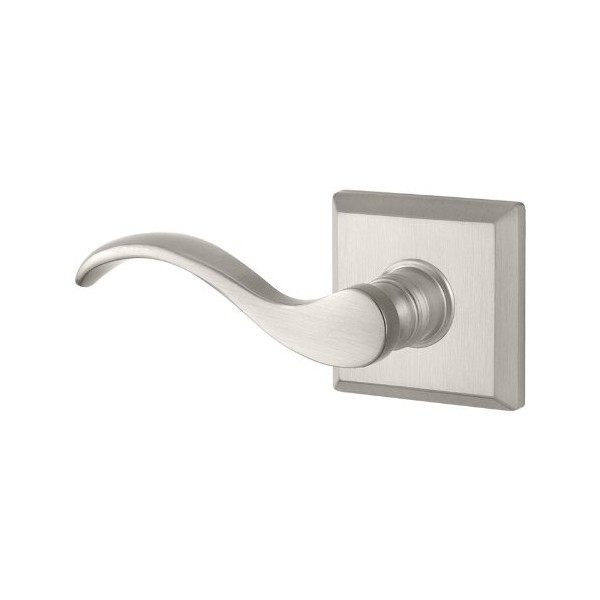 Privacy Curve Lever with Traditional Square Rose in Satin Nickel