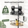 HAMITOR Corner Shower Caddy Tension Pole: 4-Tier Rust-Resistant Adjustable Bathroom