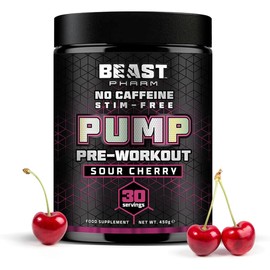 Beast Pump Non Stim Pre Workout Powder, 8000mg L Citrulline - Sour Cherry
