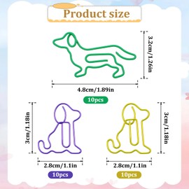 30 Pcs Cute Paper Clips Dog Shaped Fun Paper Clips Decorative Paperclips Fun Office Desk Accessories