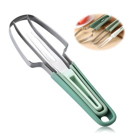 Gdraco 3-in-1 Stainless Steel Fruit Cutter Watermelon Cutter Stainless Steel Melon Cutter Watermelon Fruit Cutting Fork Watermelon (Green)