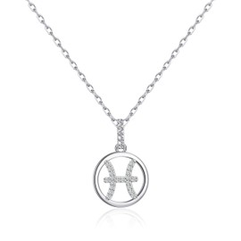 Philip Jones Pisces Star Sign Zodiac Necklace with Zircondia® Crystals