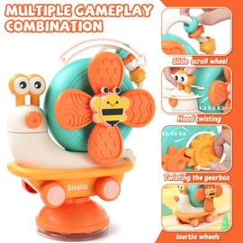 XUNIVERS Suction Cup Toy Baby for High Chair, Suction Cup Toy, Sensory Montessori Toy from 1 Year, Motor Skills Toy, Baby Toy 6 Months, Gift for Boys Girls 7-12 Months