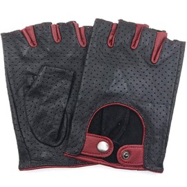 ZLUXURQ Ladies Leather Gloves Full Mesh Fingerless Half Finger Driving Gloves