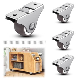 SKMYL 1 Inch Small Fixed Caster Wheels with Quiet Rolling,Drawer Rollers Plate Rubber Side Mount Caster Wheels for Furniture,Drawers,Storage Bins(Brown,4PCS)