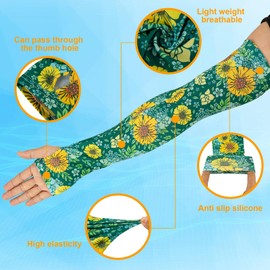 TUYUU Farmers Gardening Sleeves For Women,Thorn Proof Garden Sleeves,Cooling Protective Sleeves For Garden Farm Arms Ski Sun (Sunflower#1)