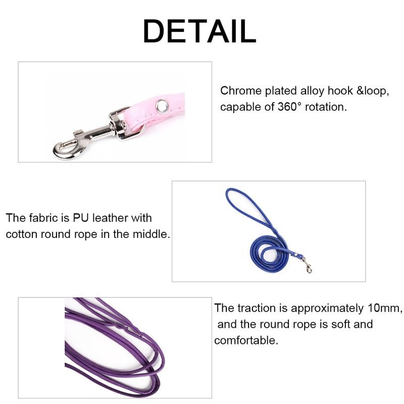 1CM*120CM PU Leather Cat Lead Red Basic Pet Leashes For