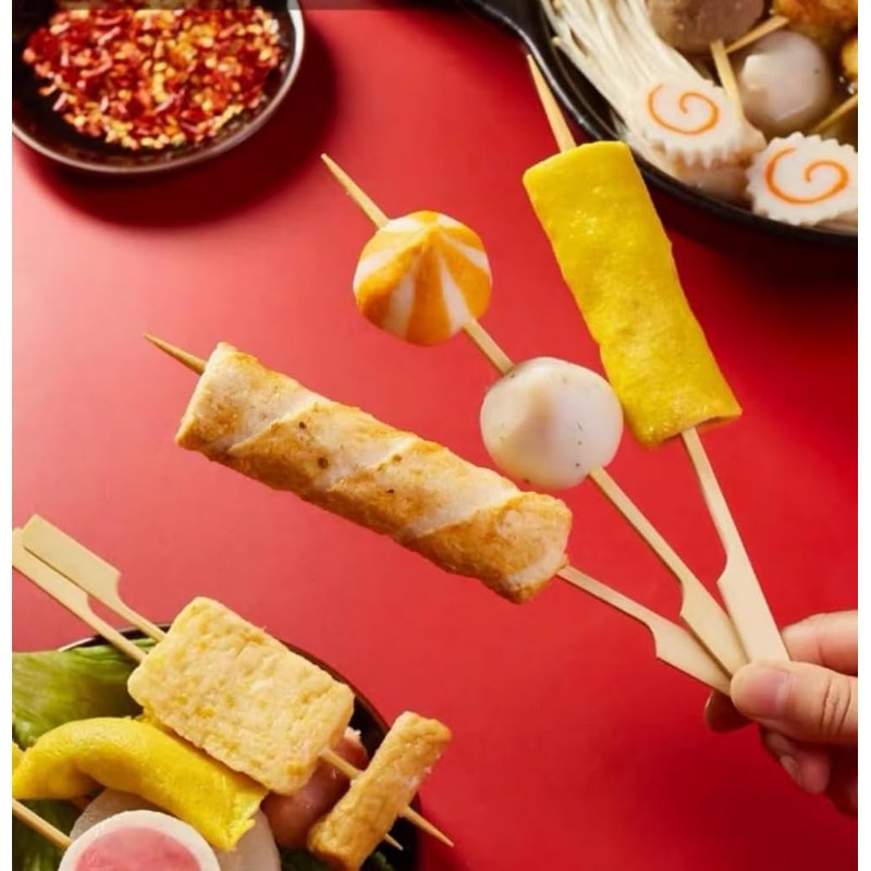 200 Pieces Paddle Bamboo Skewers 18cm, Flat Burgers Sticks Children