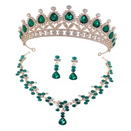 COLLBATH Bridal Necklace Earring Set Rhinestone Jewelry Set for Wedding and Special Occasions