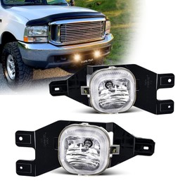 SPIEGEER Fog Lights Assembly for 1999 2000 2001 2002 2003 2004 Ford F250 350 450 550 Replacement Fog Lamps Kit for 2001-2004 Ford Excursion with H10 12V 42W Halogen Bulb Clear Lens