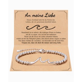 POWWA Gift for Women/Teenage Girls with Design Cards, The Waves of Life We Lived Through Together, Stainless Steel