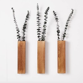 Mokof 3 Pack Wall Planters for Indoor Plants, Wood Wall Decor for Bathroom, Bedroom Living Room, Modern Farmhouse Wooden Pocket Wall Vases for Dried Flowers and Faux Greenery Plants (Brown)