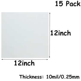 Aisetmoon 15 Pack Blank Stencil Sheets Acetate Sheets 12" x 12" 10mil/0.25mm Thick Acetate Template Material, Milky Translucent PET Template Material, Reusable Clear Craft Plastic Sheets Stencil Vinyl for Cutting Macines
